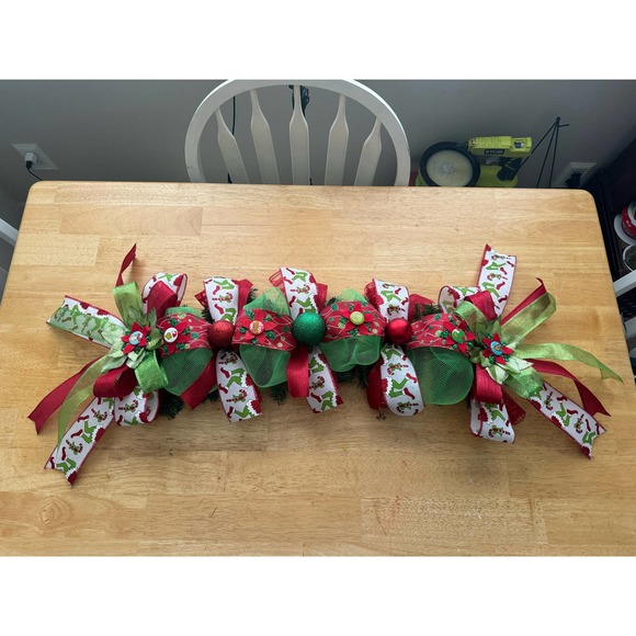 Grinch Mailbox Swag Topper Decoration Handcrafted Christmas Home Decor - Picture 2 of 7